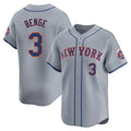 Pouc NY.Mets #3 Carson Benge Player Gray Road Limited Home Stitched Jerseys