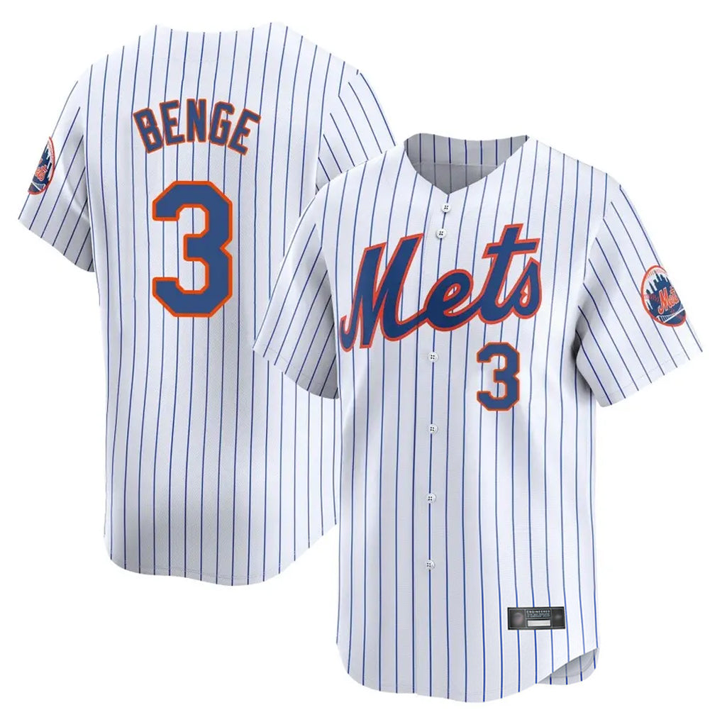 Pouc NY.Mets #3 Carson Benge Player White Home Replica Stitched Jerseys
