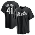 Pouc NY.Mets #41 Tom Seaver Player Black Home Game Stitched Jerseys