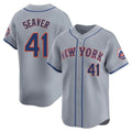 Pouc NY.Mets #41 Tom Seaver Player Gray Road Limited Home Stitched Jerseys