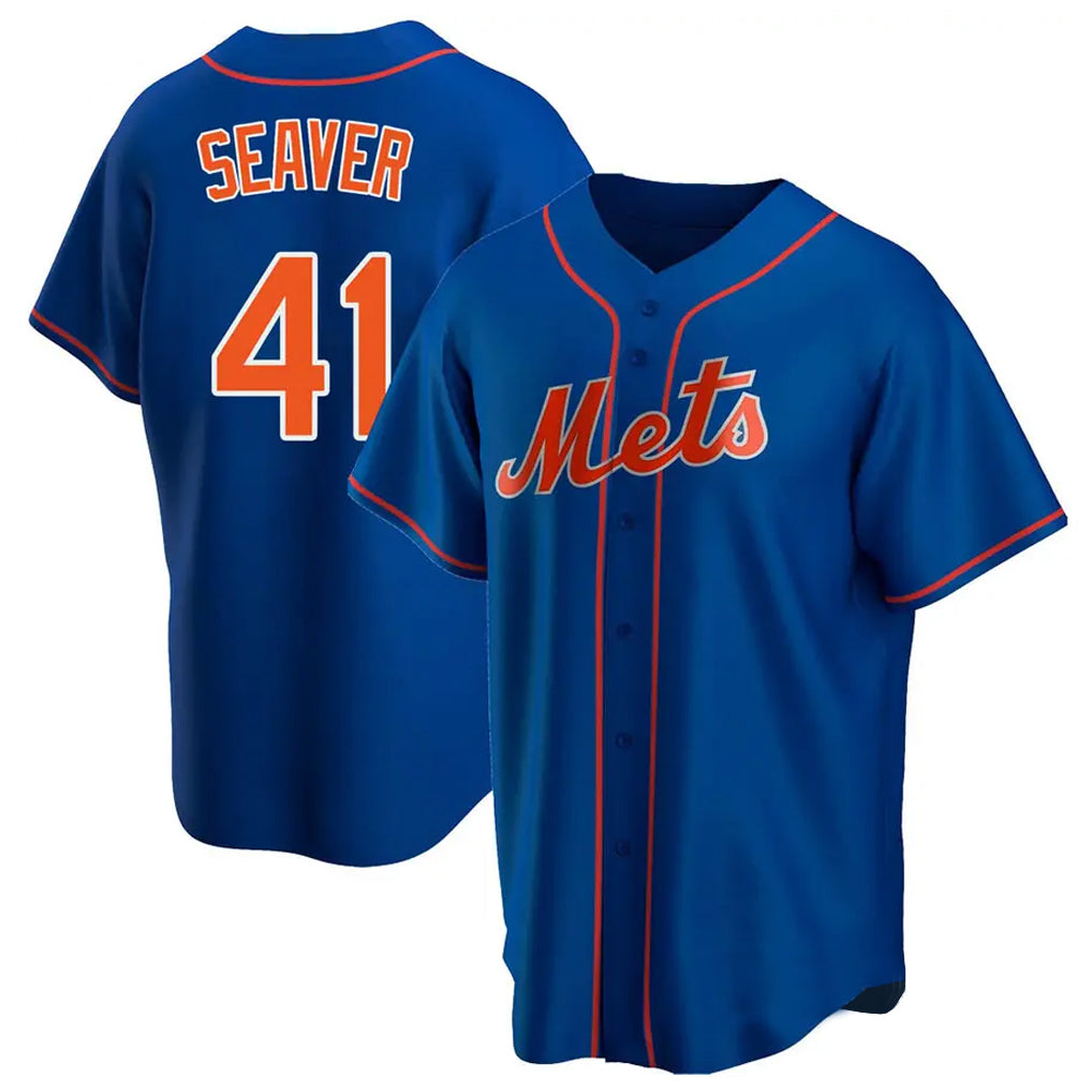 Pouc NY.Mets #41 Tom Seaver Player Royal Home Game Stitched Jerseys