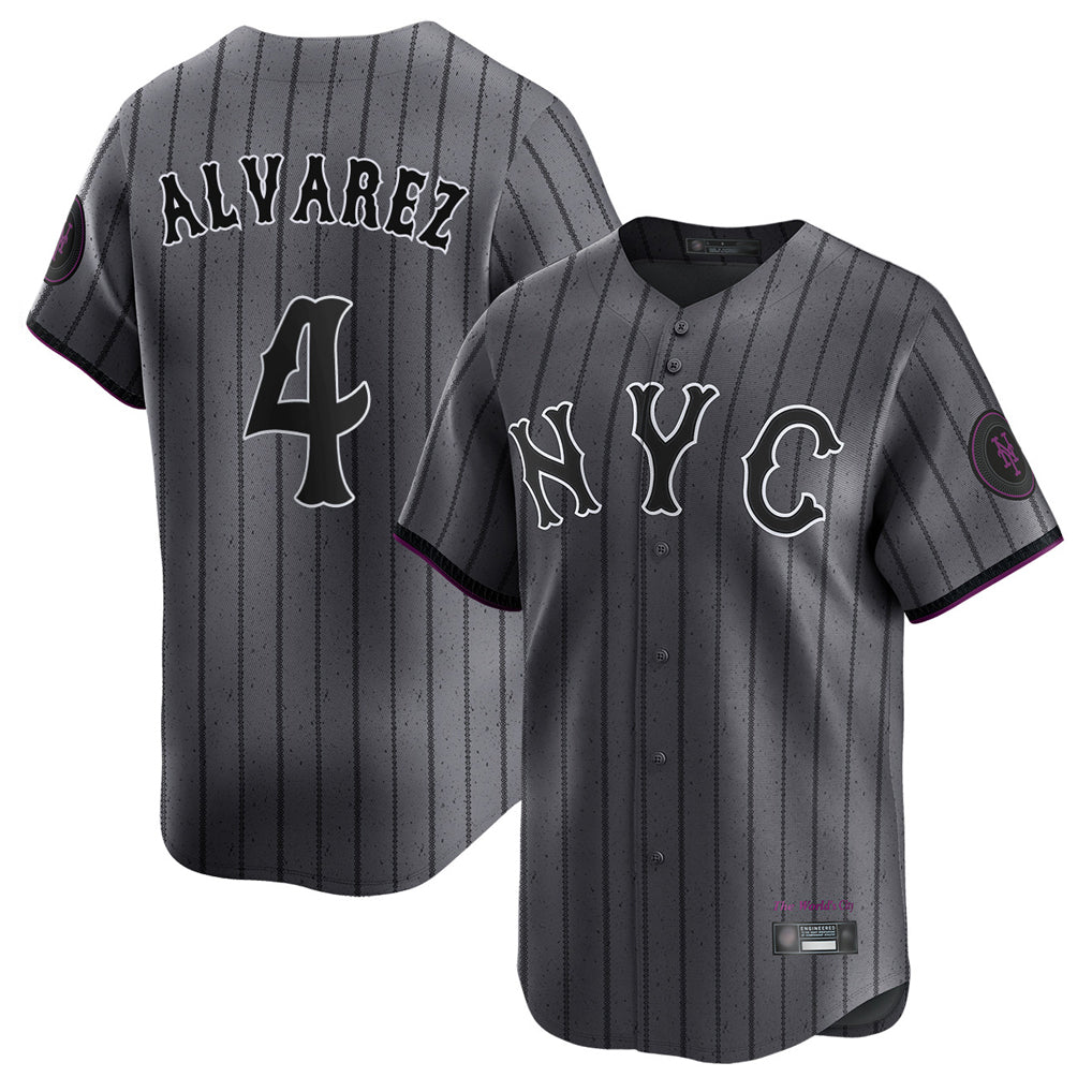 Pouc NY.Mets #4 Francisco Alvarez Player Gray City Connect Limited Stitched Jerseys
