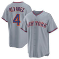 Pouc NY.Mets #4 Francisco Alvarez Player Gray Road Home Game Stitched Jerseys