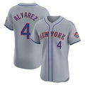 Pouc NY.Mets #4 Francisco Alvarez Player Gray Road Limited Elite Home Stitched Jerseys