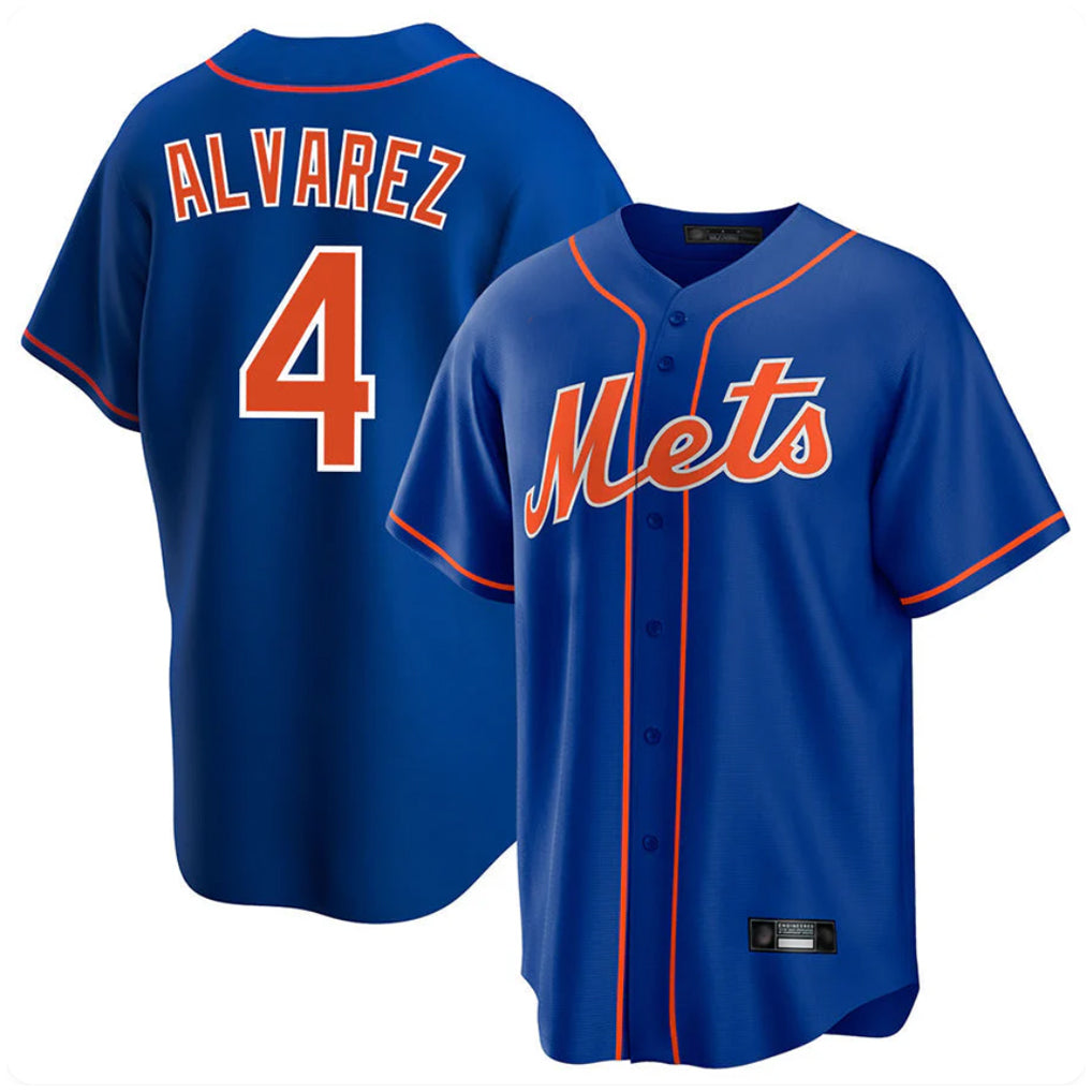 Pouc NY.Mets #4 Francisco Alvarez Player Royal Home Game Stitched Jerseys