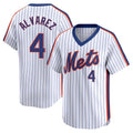 Pouc NY.Mets #4 Francisco Alvarez Player White Cooperstown Collection T-shirt Game Stitched Jerseys