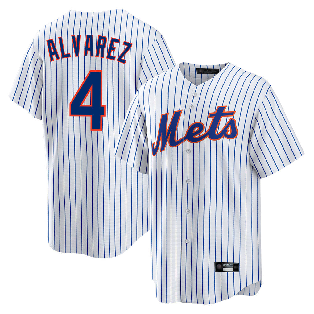 Pouc NY.Mets #4 Francisco Alvarez Player White Home Game Stitched Jerseys