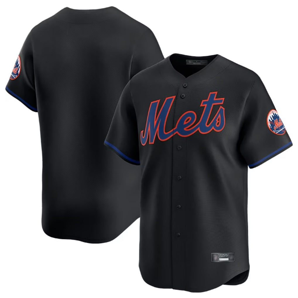 Pouc NY.Mets Blank Player Black Home Game Stitched Jerseys