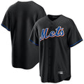 Pouc NY.Mets Blank Player Black Replica Home Game Stitched Jerseys