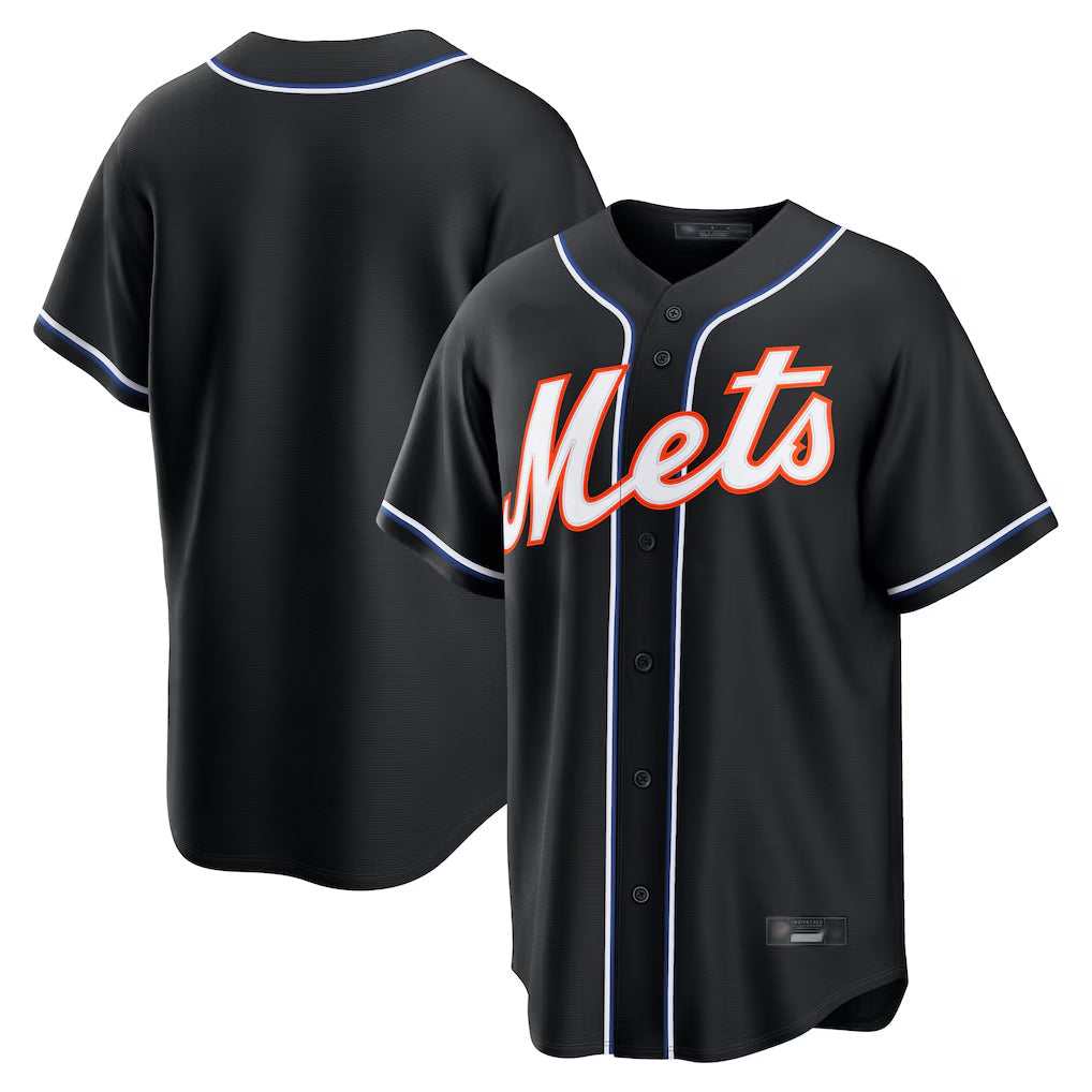 Pouc NY.Mets Blank Player Fashion Black Out Game Stitched Jerseys