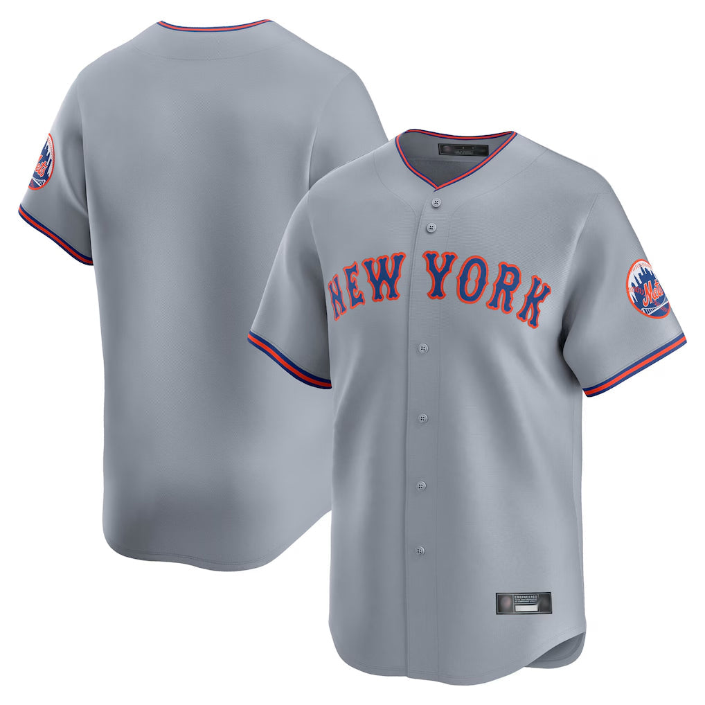 Pouc NY.Mets Blank Player Gray Road Limited Home Stitched Jerseys