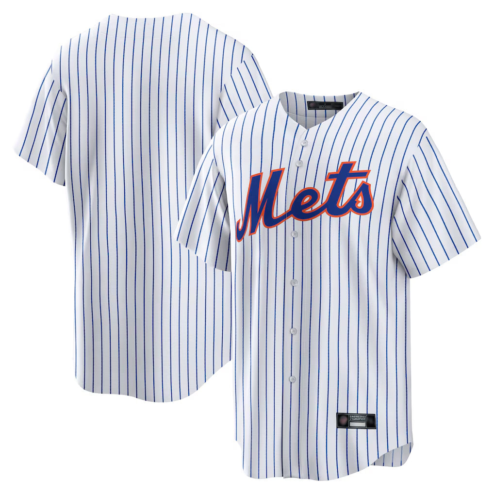 Pouc NY.Mets Blank Player White Home Game Stitched Jerseys