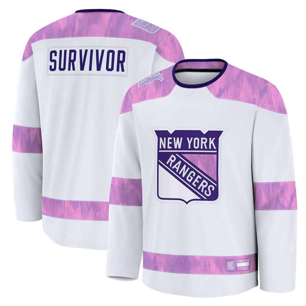 Pouc NY.Rangers White Hockey Fights Cancer Survivor Practice Jerseys