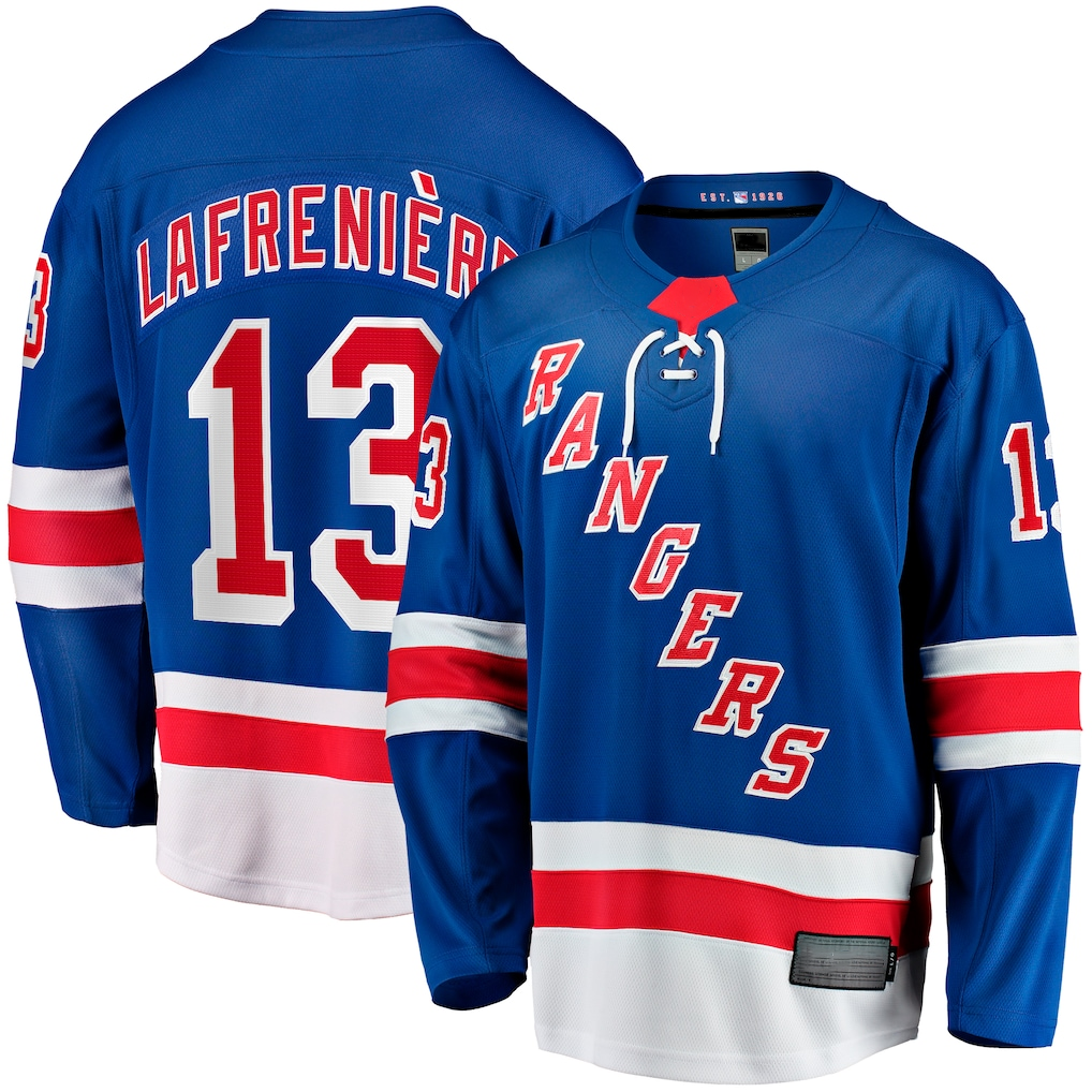 Pouc NY.Rangers #13 Alexis Lafreniere Blue Home Breakaway Jerseys