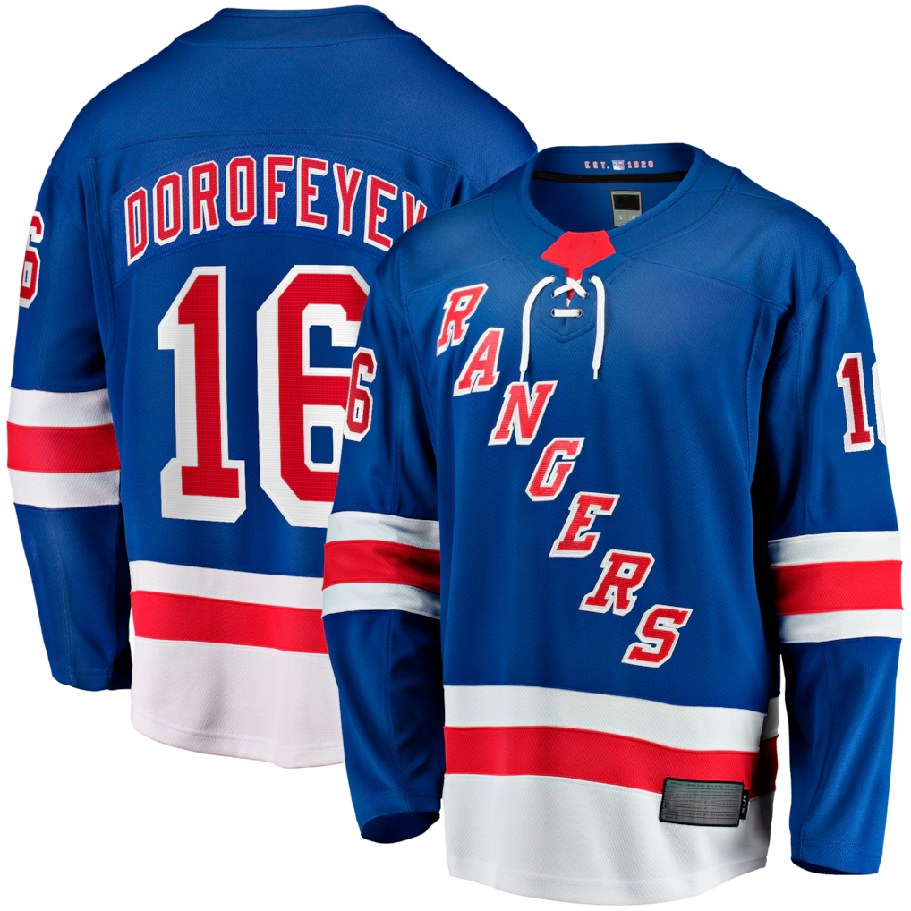 Pouc NY.Rangers #16 Pavel Dorofeyev Blue Home Breakaway Jerseys