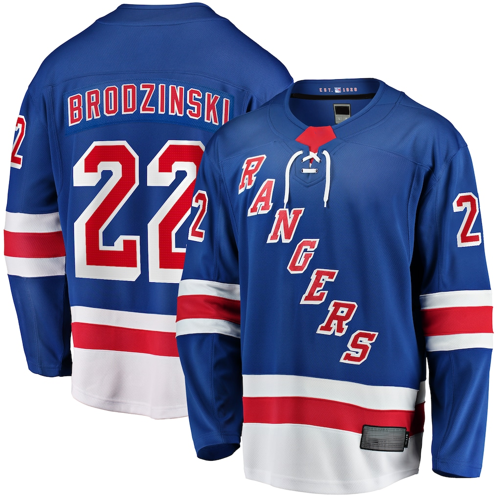 Pouc NY.Rangers #22 Jonny Brodzinski Blue Home Premier Breakaway Jerseys