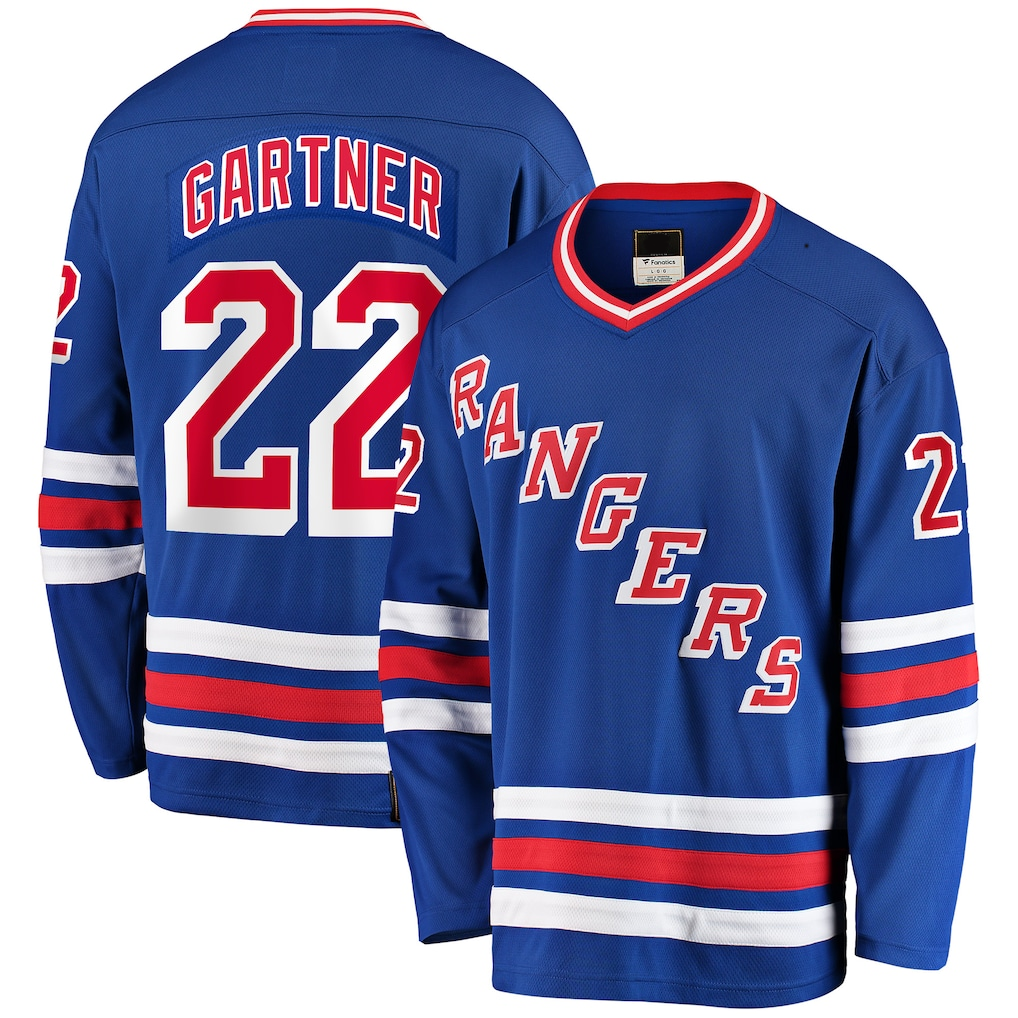 Pouc NY.Rangers #22 Mike Gartner Blue Home Breakaway Jerseys