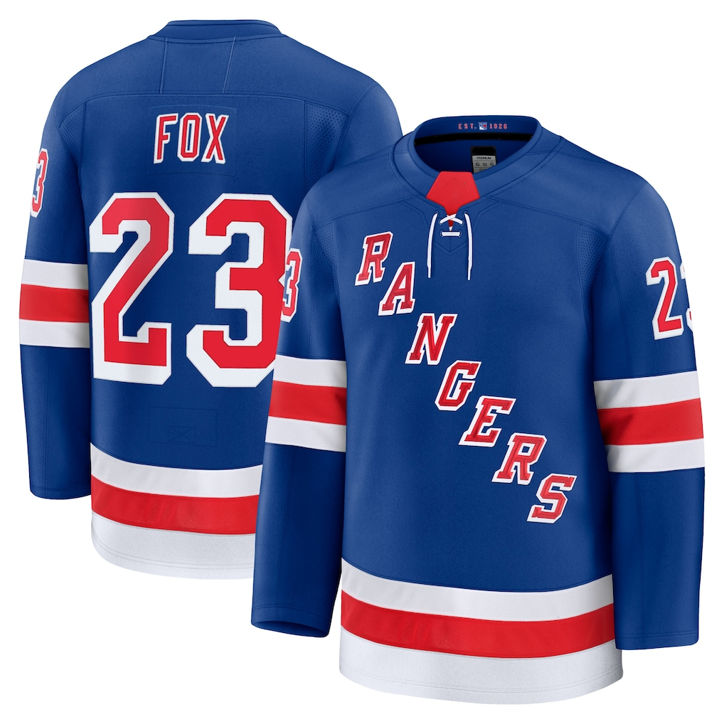 Pouc NY.Rangers #23 Adam Fox Blue Home Premium Jerseys