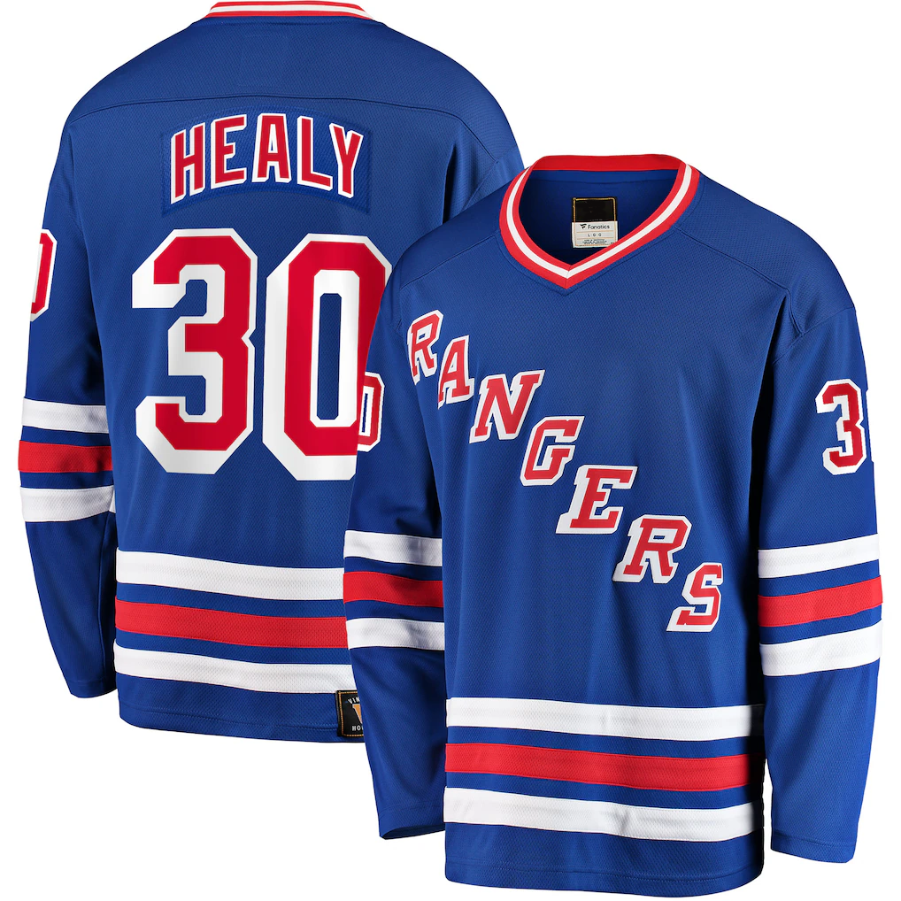 Pouc NY.Rangers #30 Glenn Healy Blue Premier Breakaway Retired Player Jerseys