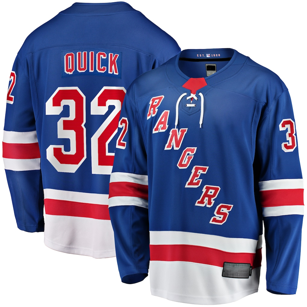 Pouc NY.Rangers #32 Jonathan Quick Blue Home Breakaway Jerseys
