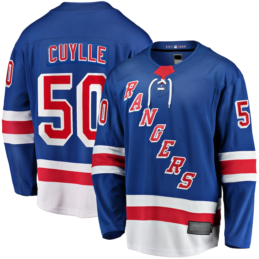 Pouc NY.Rangers #50 Will Cuylle Blue Home Premier Breakaway Player Jerseys