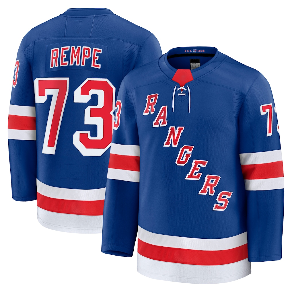 Pouc NY.Rangers #73 Matt Rempe Blue Home Premium Jerseys