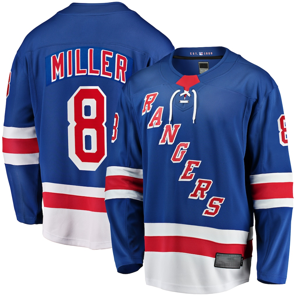 Pouc NY.Rangers #8 J.T. Miller Blue Home Breakaway Jerseys