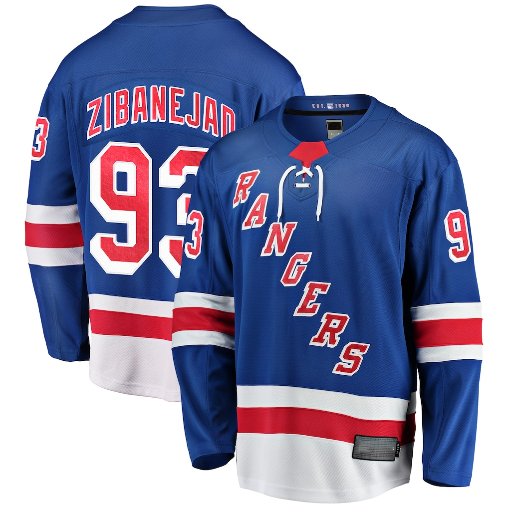 Pouc NY.Rangers #93 Mika Zibanejad Blue Home Breakaway Player Jerseys