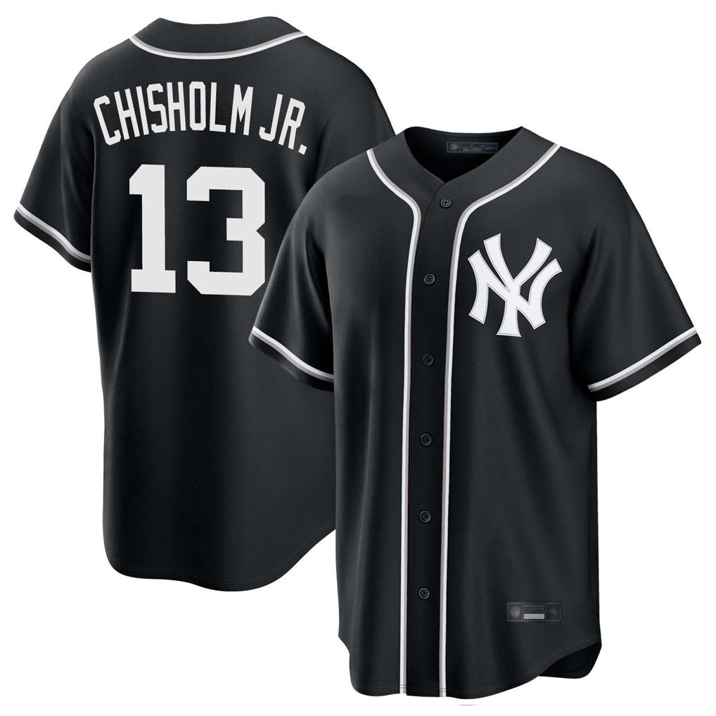 Pouc NY.Yankees #13 Jazz Chisholm Jr Player Black Out Game Stitched Jerseys