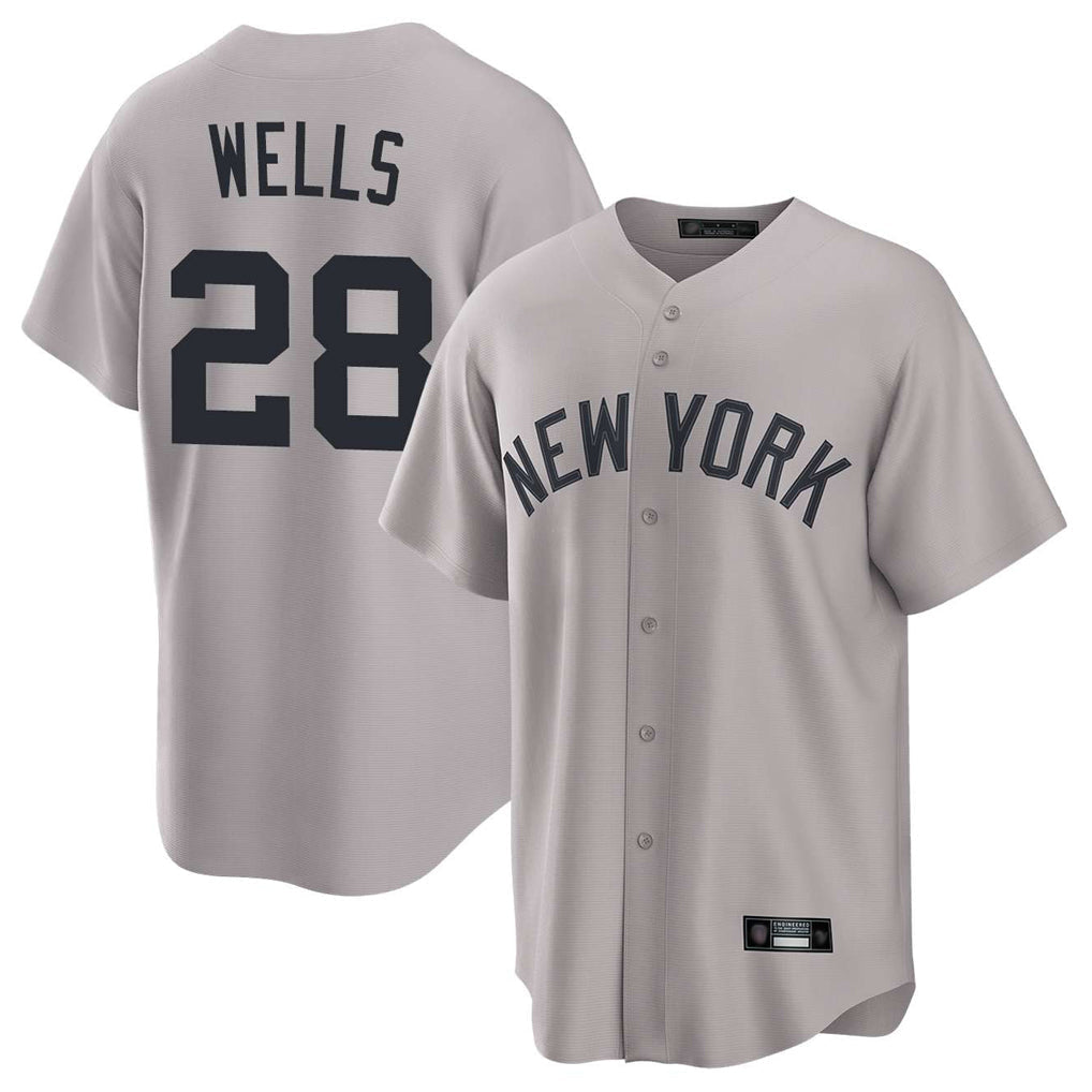 Pouc NY.Yankees #28 Austin Wells Player Gray Game Home Stitched Jerseys
