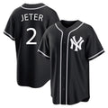 Pouc NY.Yankees #2 Derek Jeter Player Black Out Game Home Stitched Jerseys