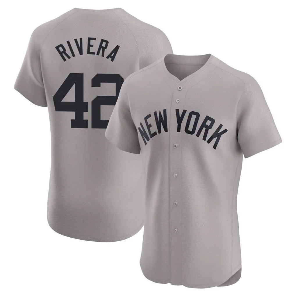 Pouc NY.Yankees #42 Mariano Rivera Player Gray Limited Elite Home Stitched Jerseys