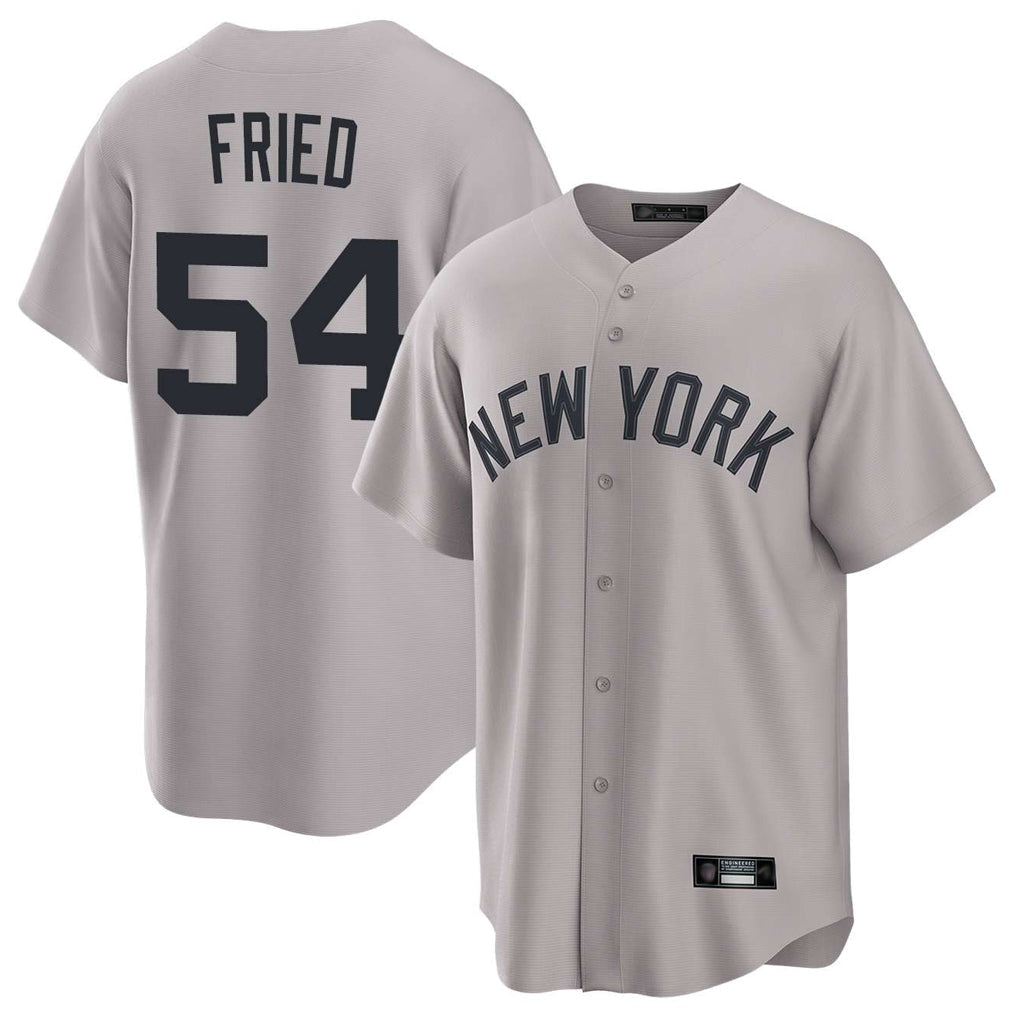 Pouc NY.Yankees #54 Max Fried Player Gray Game Home Stitched Jerseys