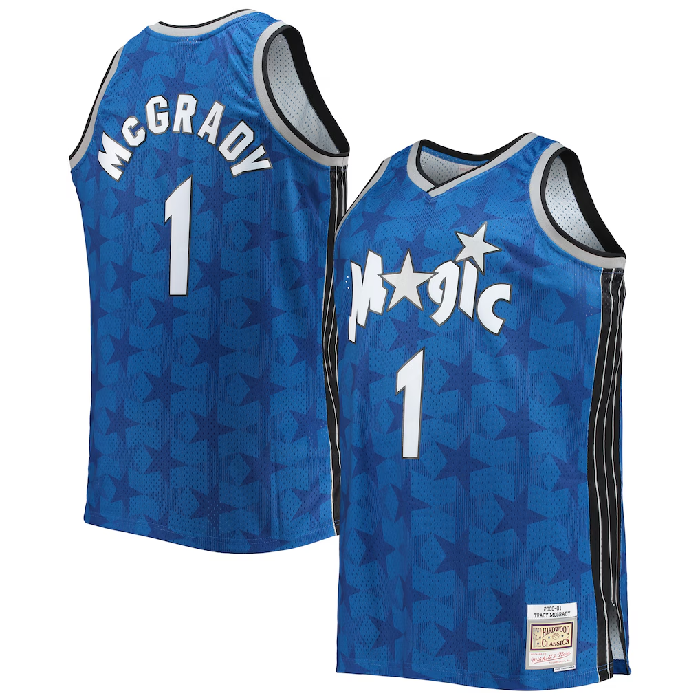 Pouc O.Magic #1 Tracy McGrady Mitchell & Ness Blue Big & Tall 200001 Hardwood Classics Swingman Jerseys