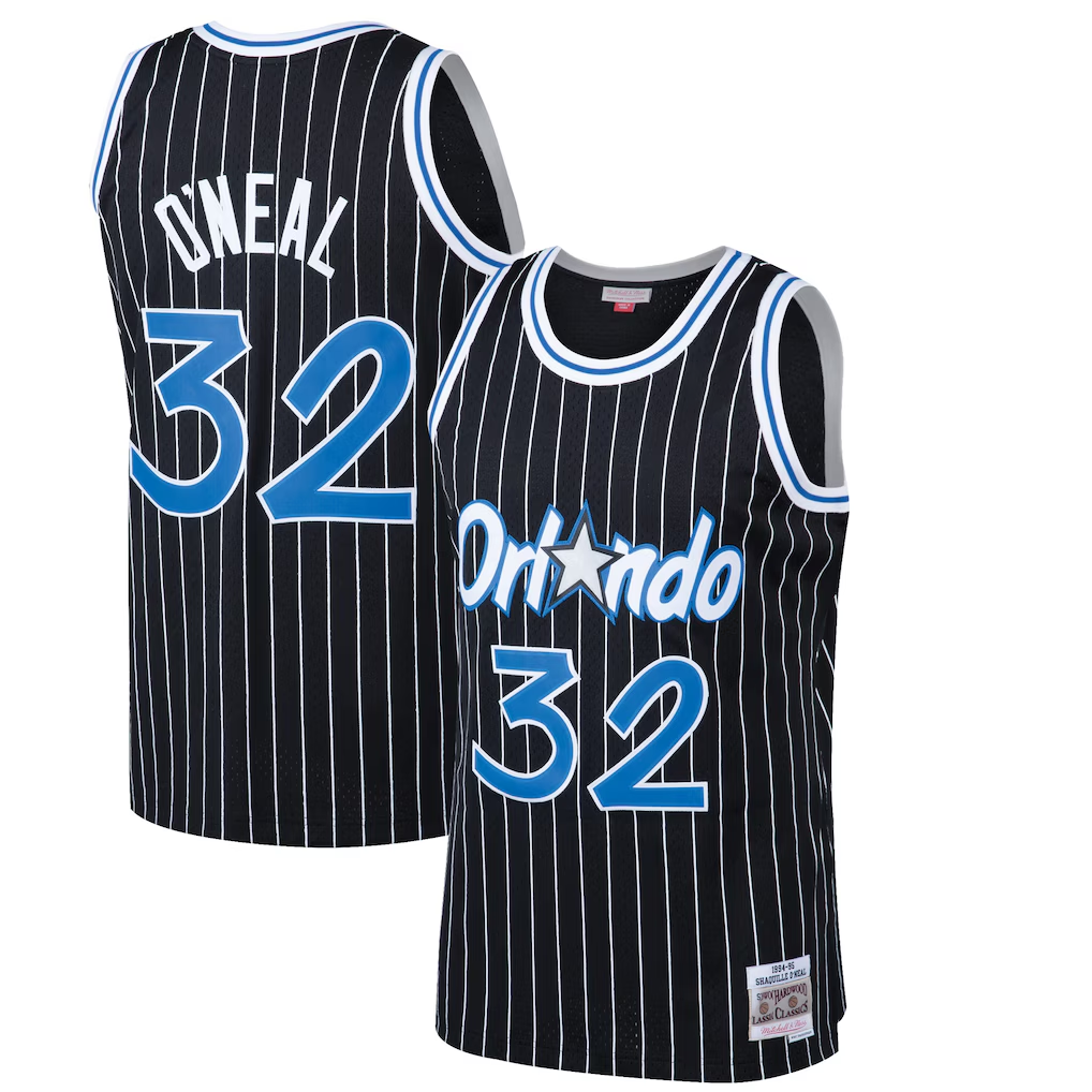 Pouc O.Magic #32 Shaquille O'Neal Mitchell & Ness Black Hardwood Classics Swingman Jerseys