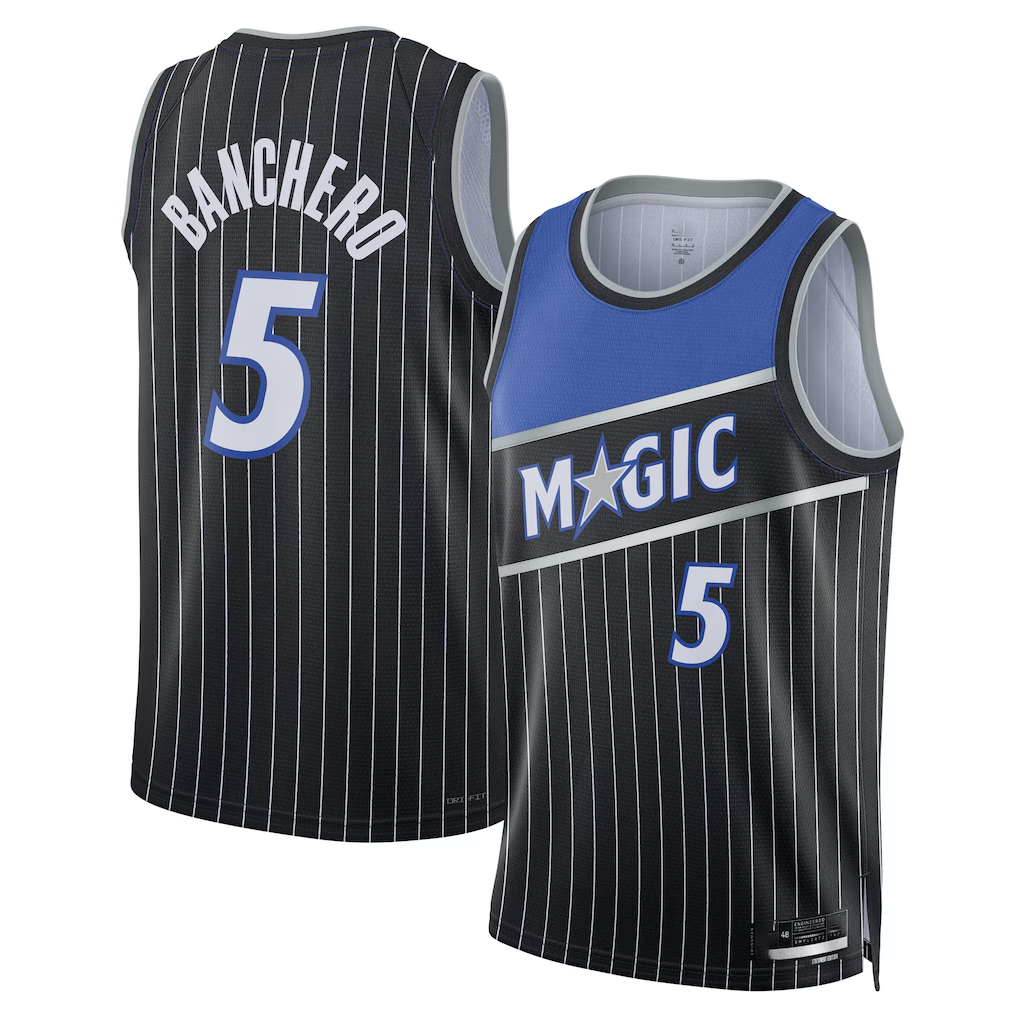 Pouc O.Magic #5 Paolo Banchero Black Swingman Jerseys - Statement Edition