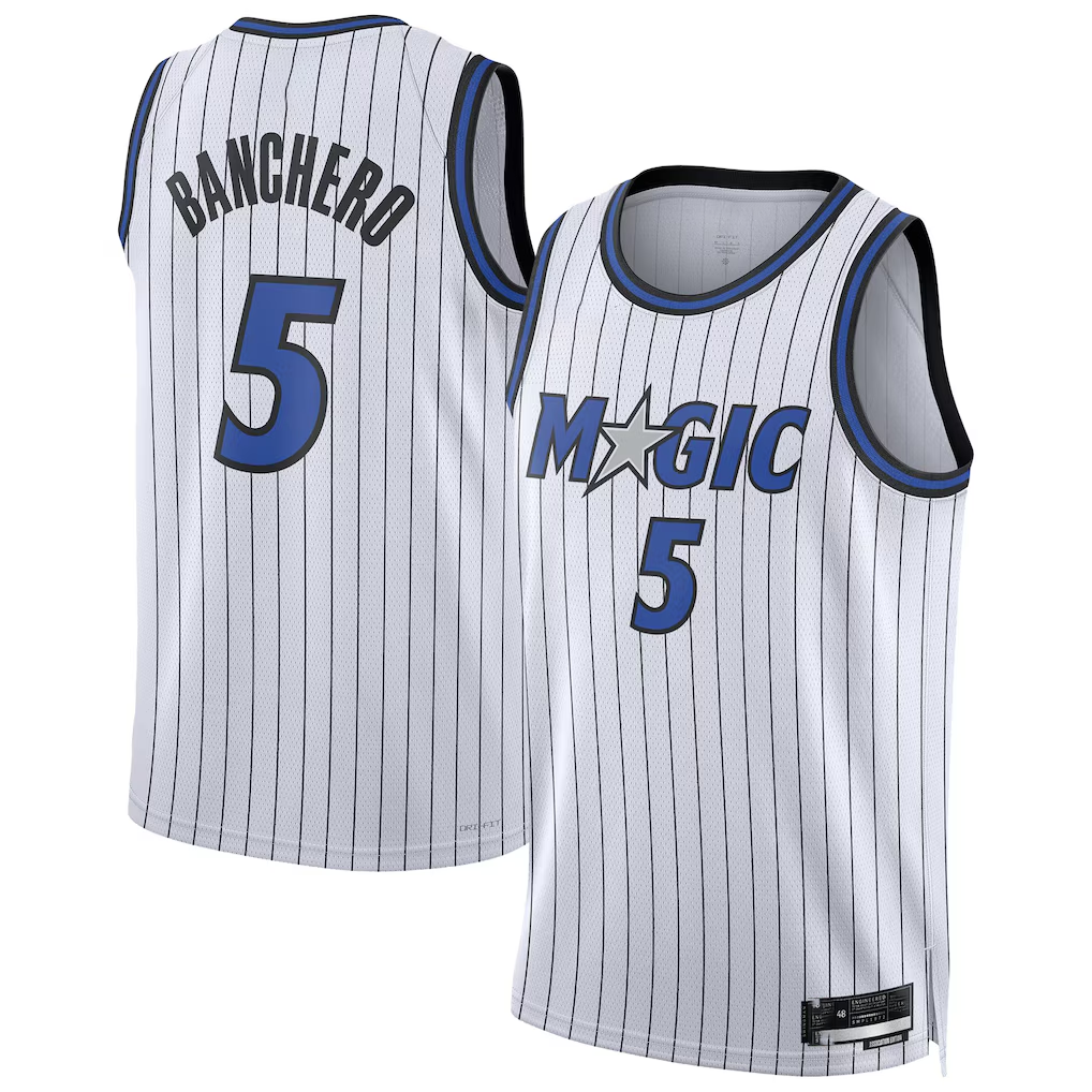 Pouc O.Magic #5 Paolo Banchero White Swingman Player Jerseys - Association Edition