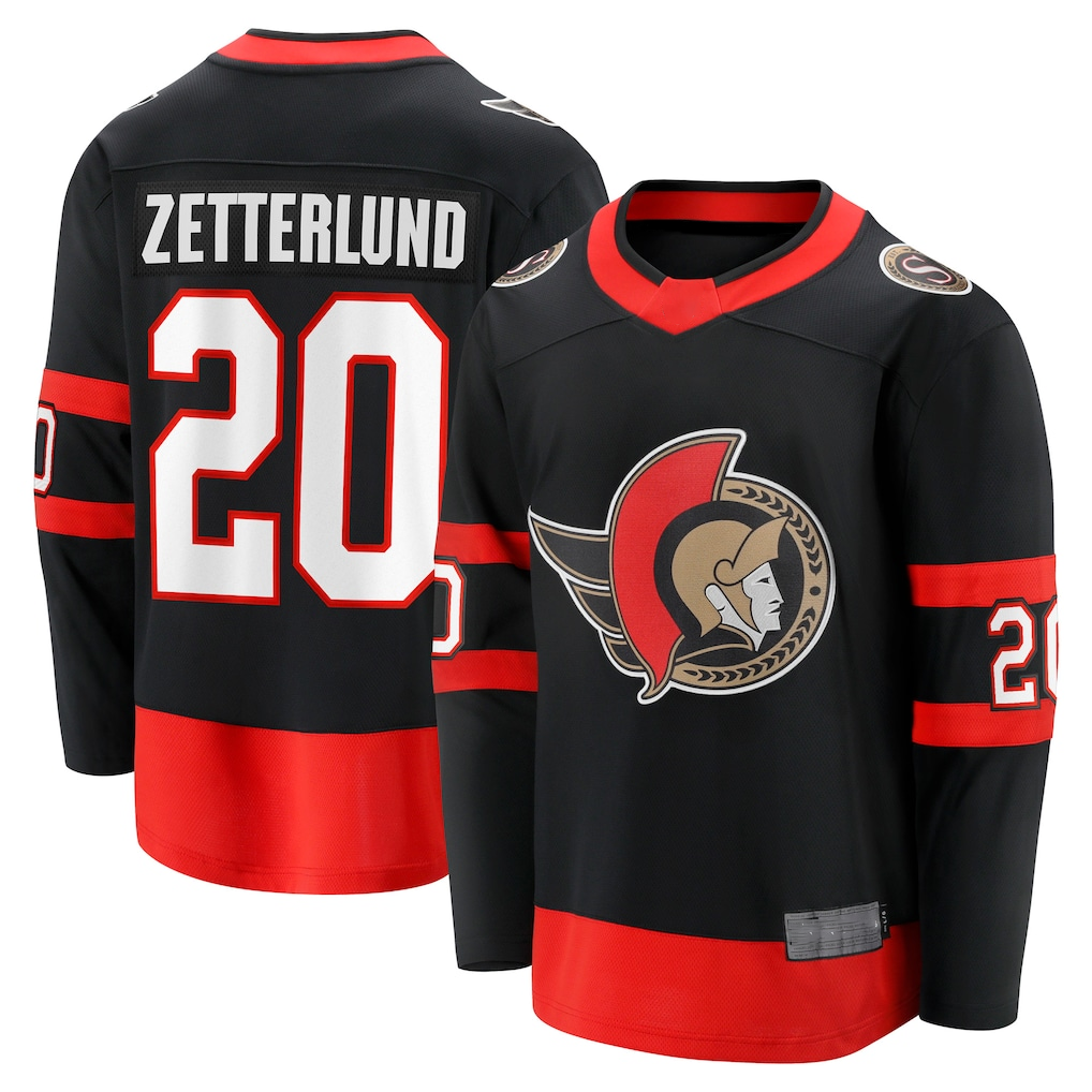 Pouc O.Senators #20 Fabian Zetterlund Black Home Breakaway Jerseys