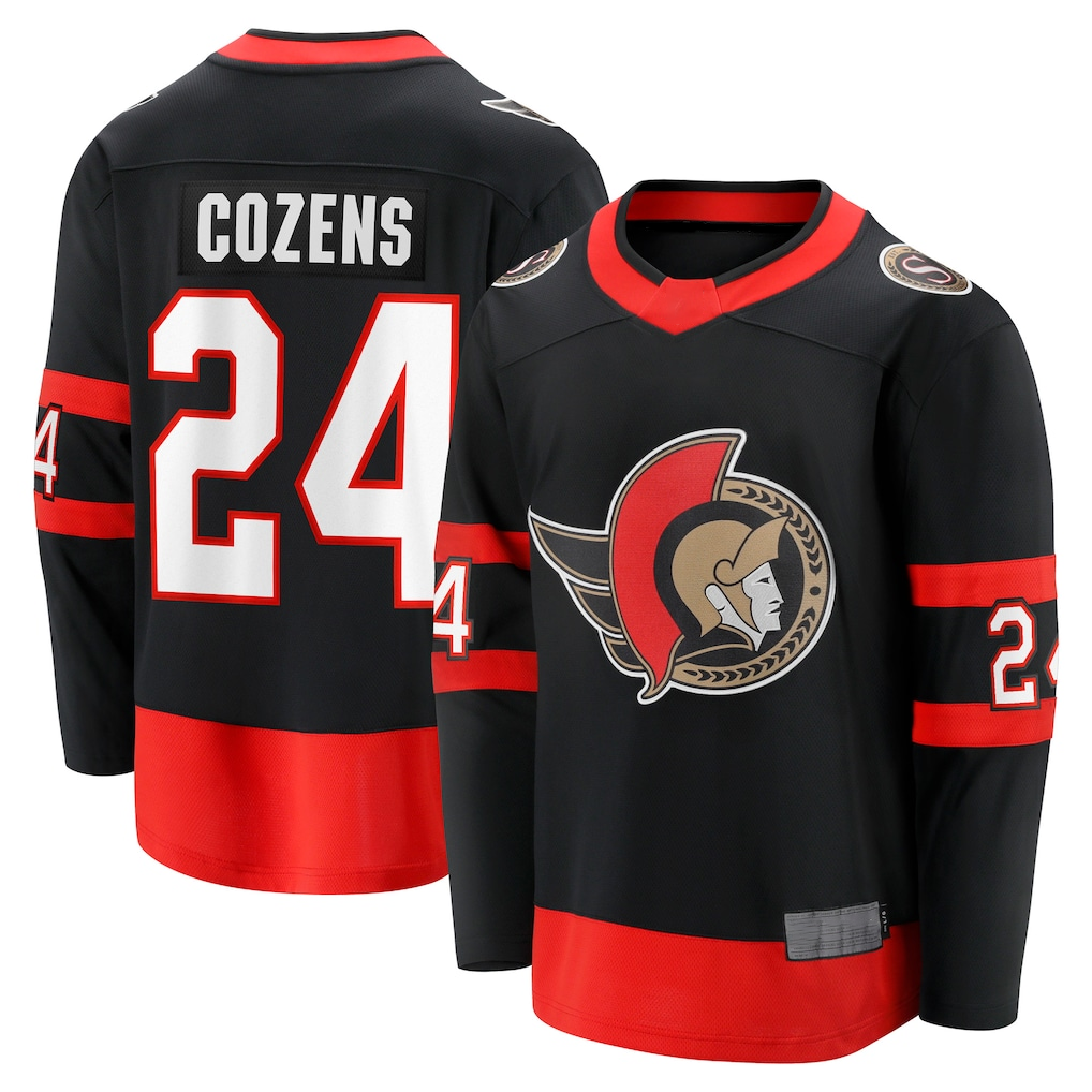 Pouc O.Senators #24 Dylan Cozens Black Home Breakaway Jerseys