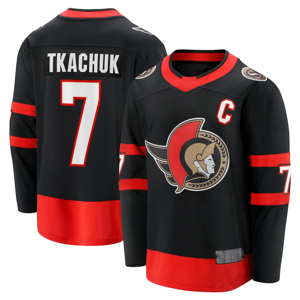 Pouc O.Senators #7 Brady Tkachuk Black Home Breakaway Jerseys