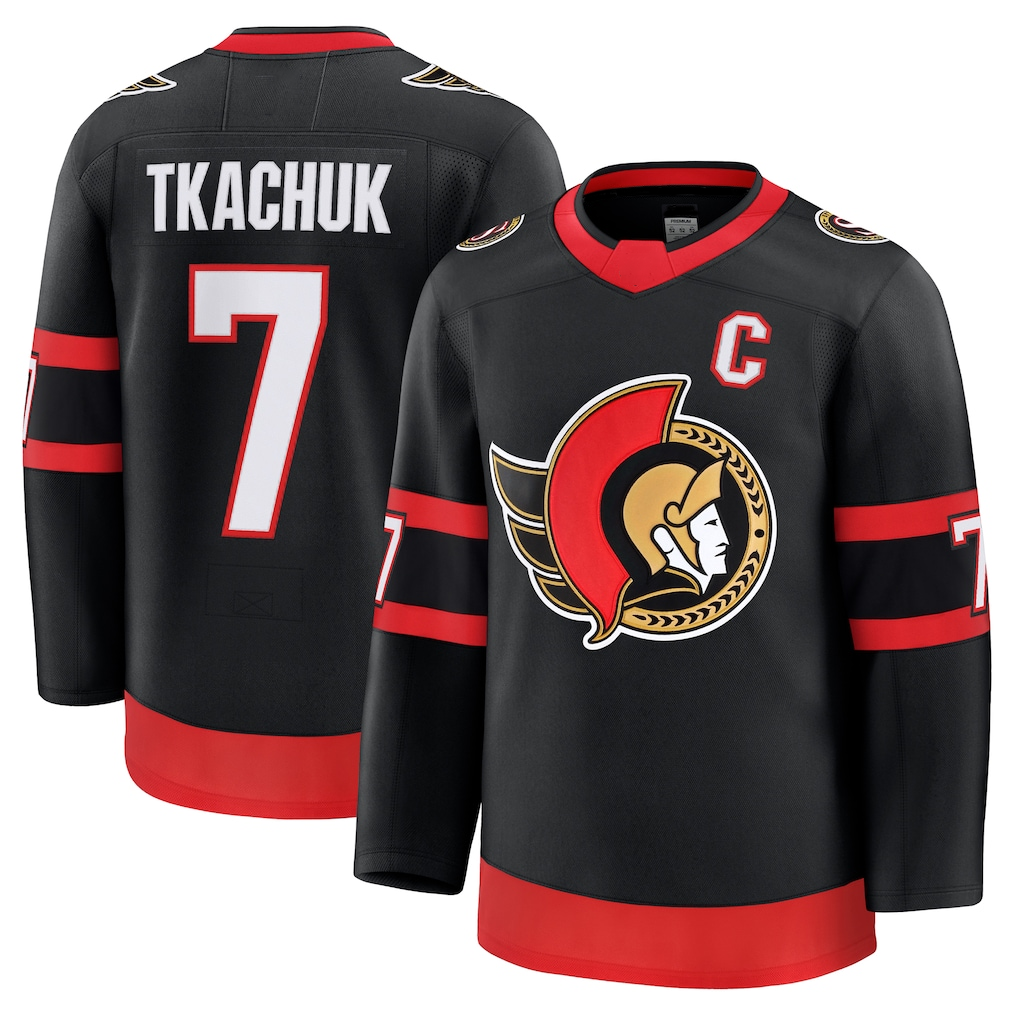 Pouc O.Senators #7 Brady Tkachuk Black Home Premium Jerseys