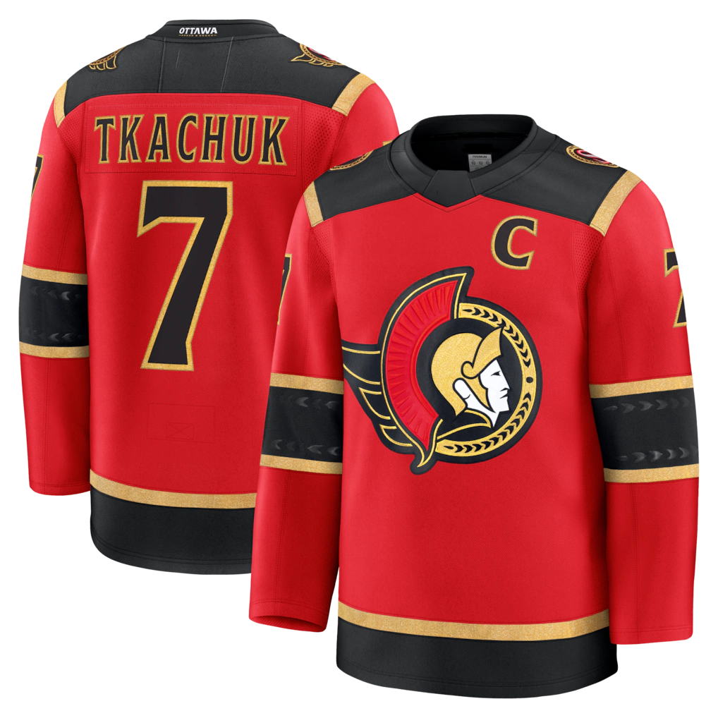 Pouc O.Senators #7 Brady Tkachuk Red Alternate Premium Jerseys