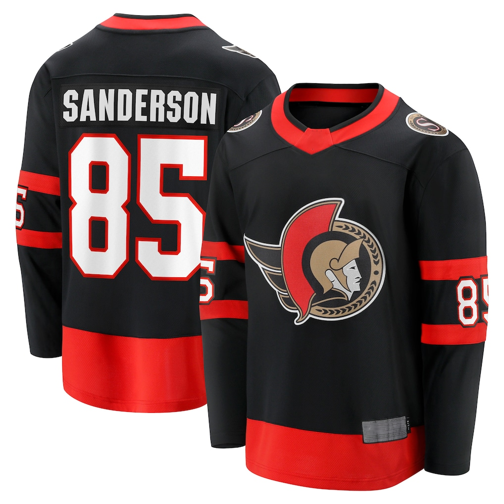 Pouc O.Senators #85 Jake Sanderson Black Home Breakaway Jerseys