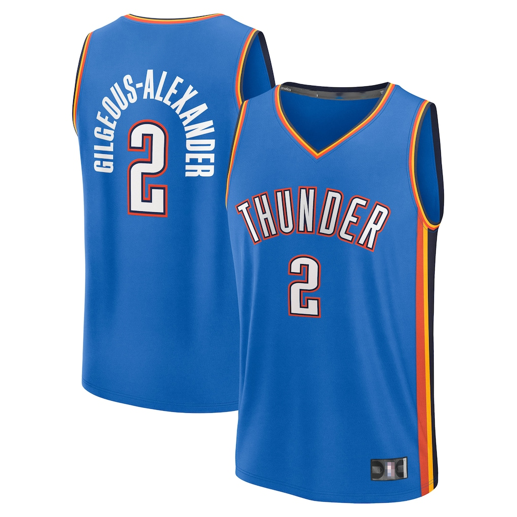 Pouc OC.Thunder #2 Shai Gilgeous-Alexander Blue Big & Tall Fast Break Stitched Jerseys- Icon Edition