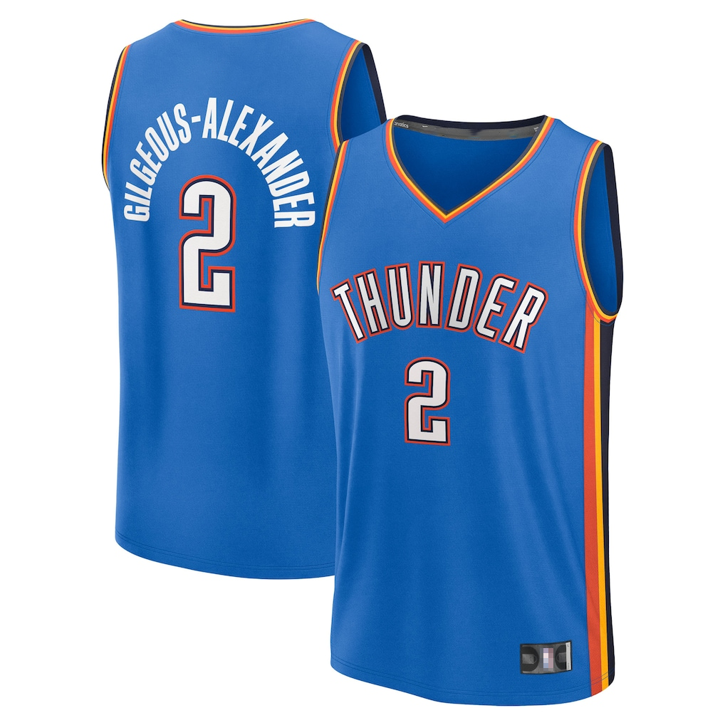 Pouc OC.Thunder #2 Shai Gilgeous-Alexander Blue Fast Break Replica Player Stitched Stitched Jerseys-Icon Edition