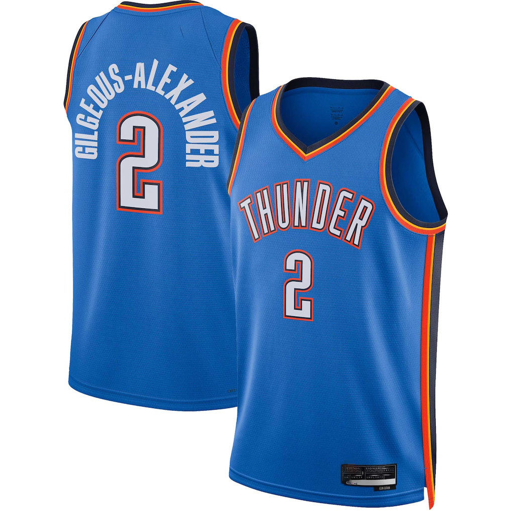 Pouc OC.Thunder #2 Shai Gilgeous-Alexander Blue Swingman Stitched Jerseys - Icon Edition