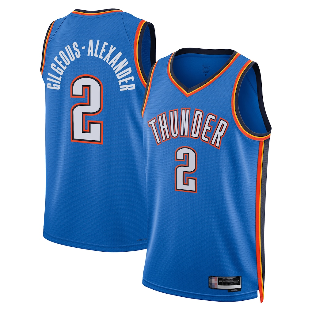 Pouc OC.Thunder #2 Shai Gilgeous-Alexander Blue Swingman Stitched Jerseys- Icon Edition