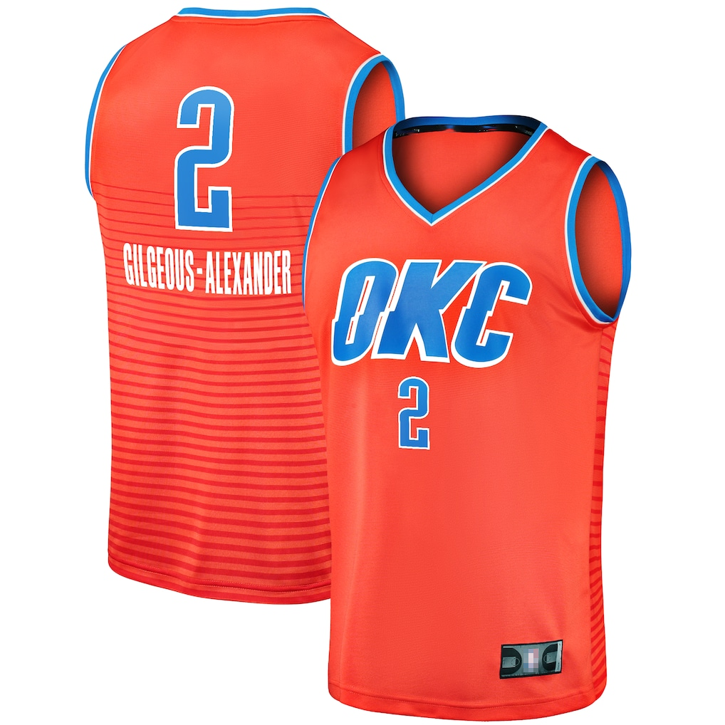 Pouc OC.Thunder #2 Shai Gilgeous-Alexander Orange Fast Break Player Stitched Jerseys - Statement Edition