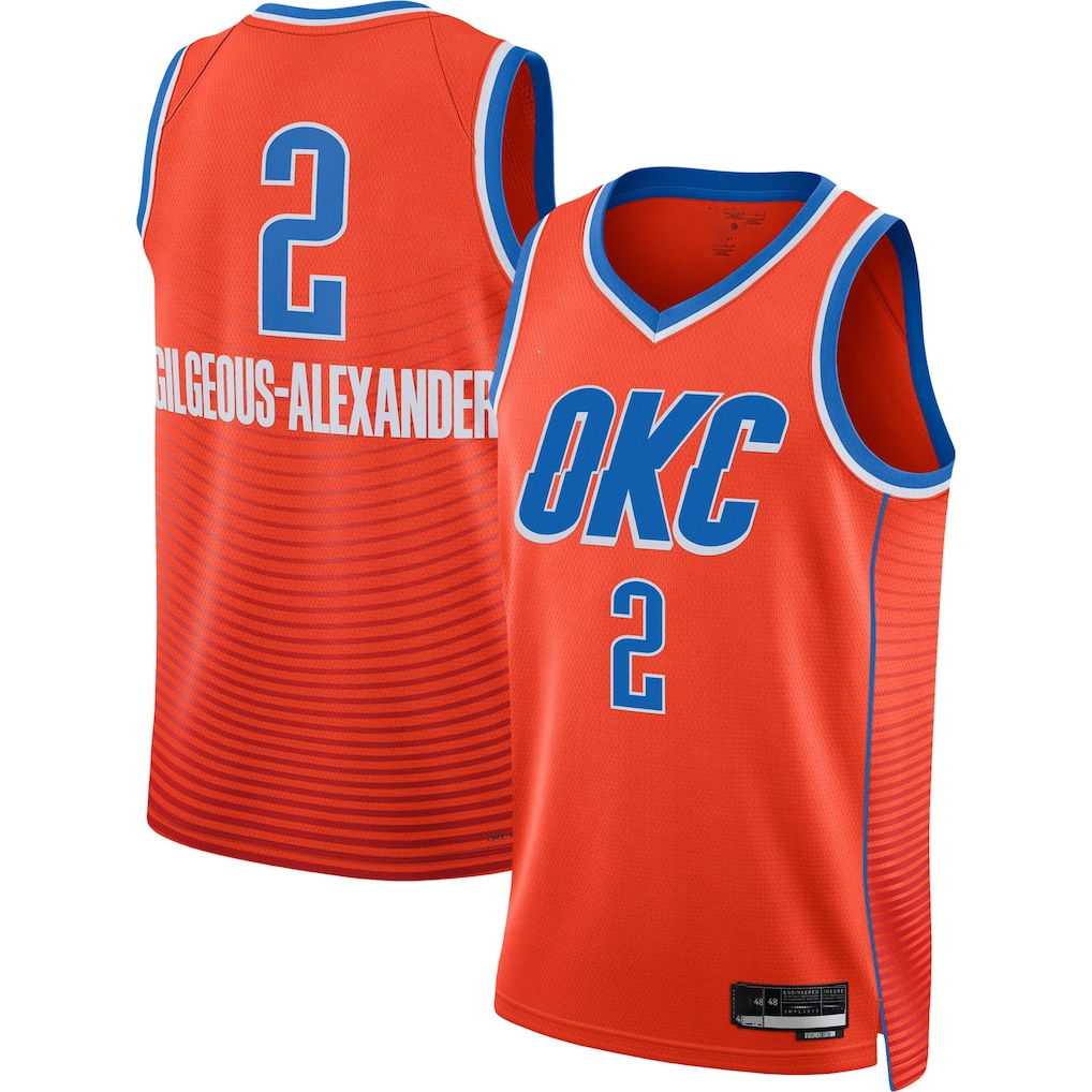 Pouc OC.Thunder #2 Shai Gilgeous-Alexander Orange Swingman Stitched Jerseys - Statement Edition