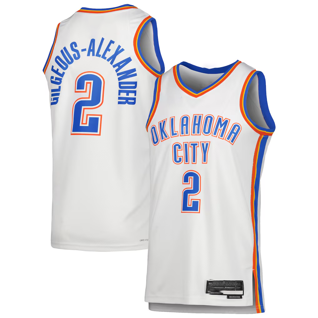 Pouc OC.Thunder #2 Shai Gilgeous-Alexander White Swingman Stitched Jerseys - Association Edition